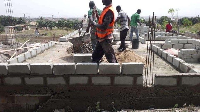 Masonry blockwork in progress