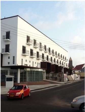 Large commercial building street view