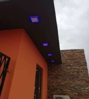 Stone cladding and LED architectural lighting