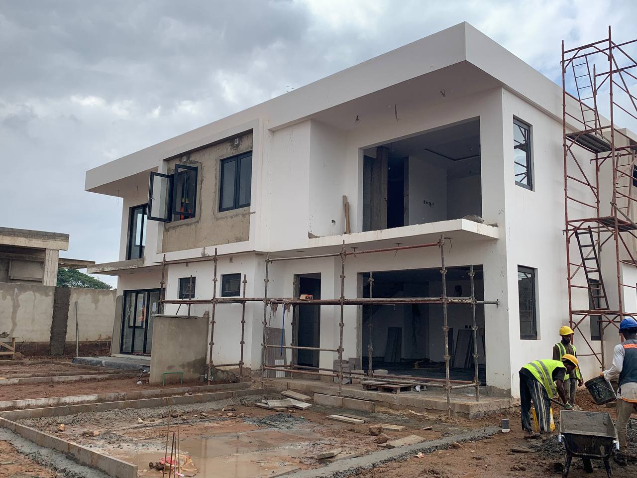 NOBSED Engineering crew on a residential construction site in Accra